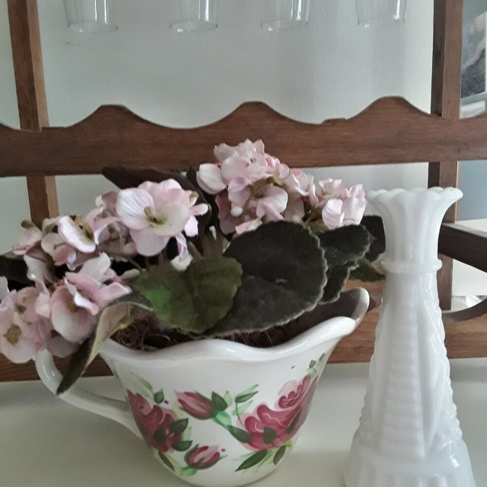 Eden Prairie Floral Arrangement and Milk Glass Bud Vase